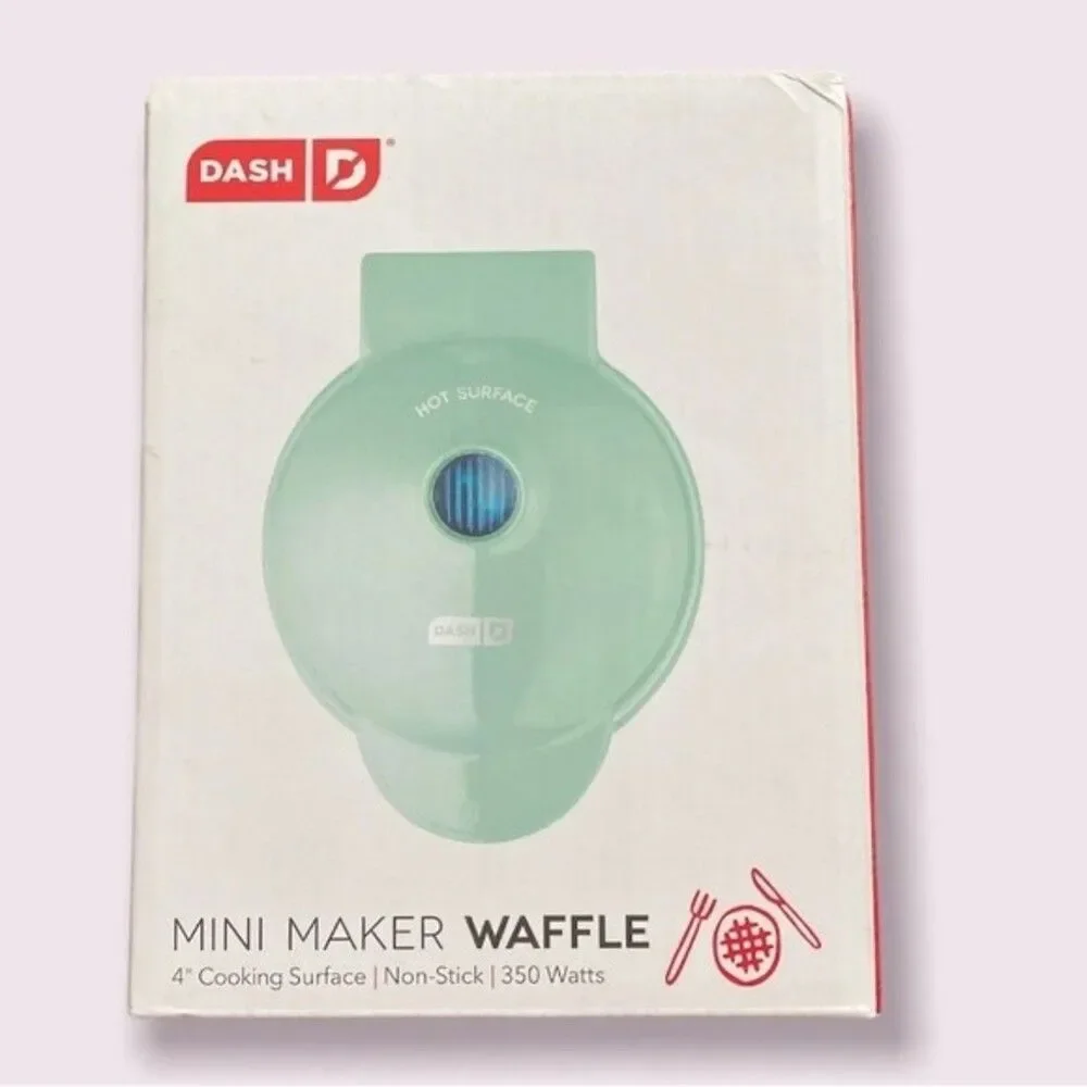 Dash Mini Portable Electric Waffle Maker - Aqua green 4 Inch Cooking Surface